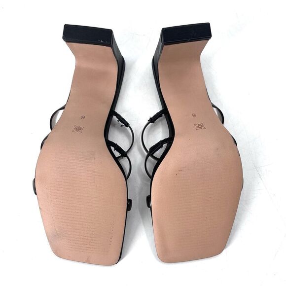 BCBGeneration Falla Black Block Heel Square Toe Sandals High Heels - Picture 7 of 8